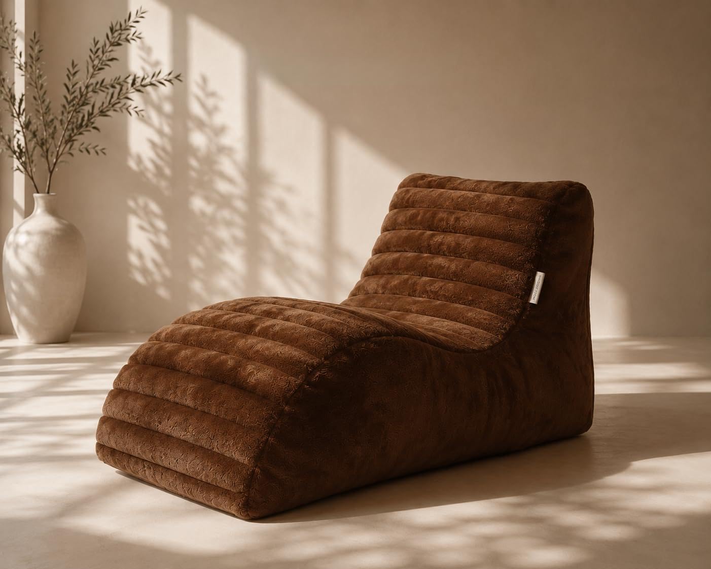 Mollismoons Faux Fur Bean Bag Chair Cover for Adults & Kids | Luxury Lounger & Round Floor Sofa Seating | Modern Cozy Feel | No Beans Included (Brown, Lounger)-image-48