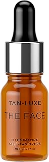 Tan Luxe THE FACE Self Tan Drops, Medium/Dark (10 ml) Add Tanning Drops to Skin Care for Custom Face Tan, Cruelty Free & Vegan