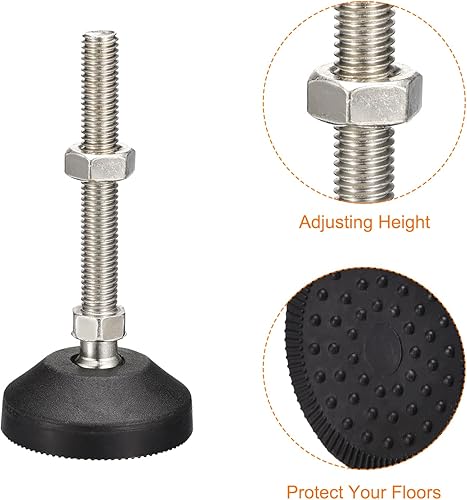 Miniatura 3 de uxcell Niveladores de muebles, 4 pies de nivelación universales de nailon M10x80x50mm, patas de mesa giratorias ajustables para muebles, máquinas de