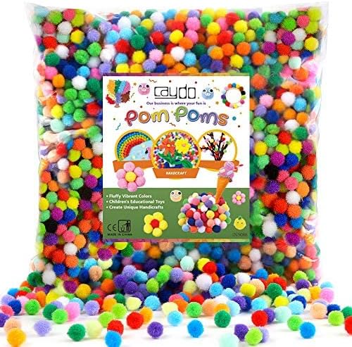 Caydo 2000 Pieces 1 cm Pompoms, Fuzzy Pom Poms Ball for DIY Art Craft Supplies and Valentine's Day Decorations（Assorted Color）