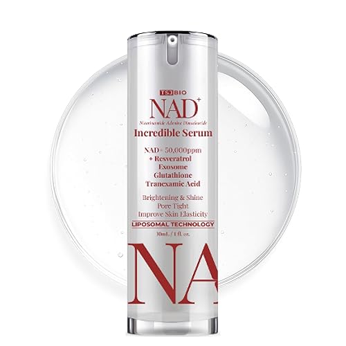 TSJ Bio NAD+ Brilliant Brightening Serum - Fórmula avanzada con NAD+ 50,000PPM, resveratrol, exosomas, glutatión y ácido tranexámico