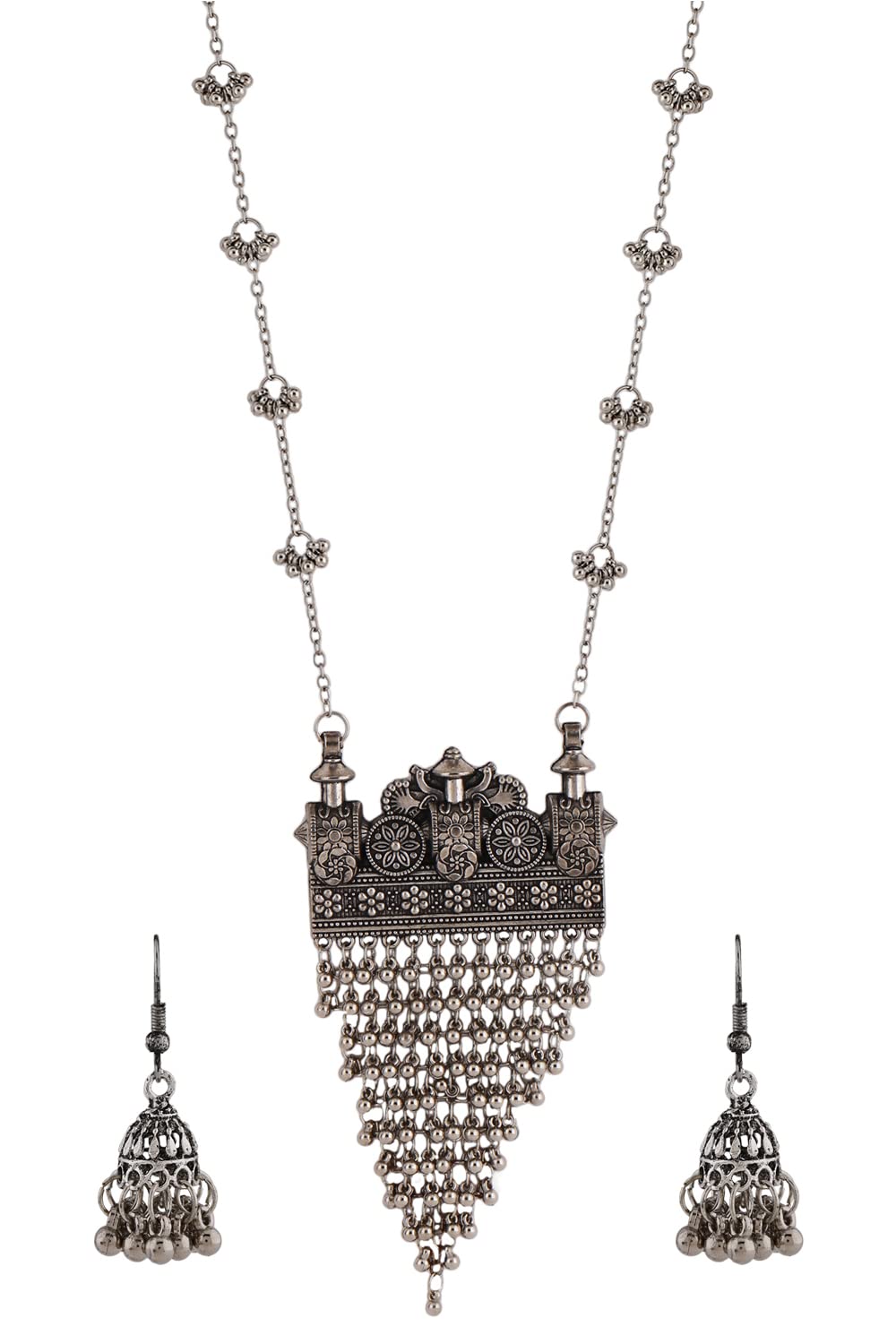 See full amazon price history chart for Shining Diva Fashion Latest Stylish Traditional Oxidised Silver Necklace Jewellery Set for Women (13152s) Shining Diva Fashion Latest Stylish Traditional Oxidised Silver Necklace Jewellery Set for Women (13152s) (B0B15GWJLB) Amazon Price History, Amazon Price Tracker