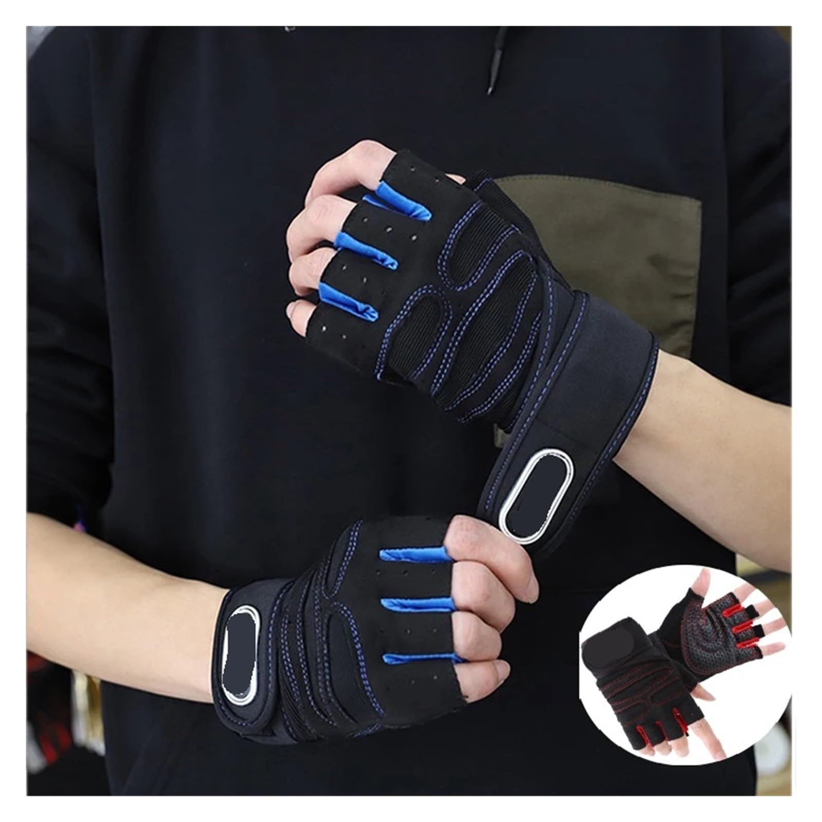Guantes con mancuernas para hombre y mujer, guantes antideslizantes para levantates para levantamiento de pesas, culturismo, entrenamiento deportivo, Protector de muñeca, guantes de gimnasio