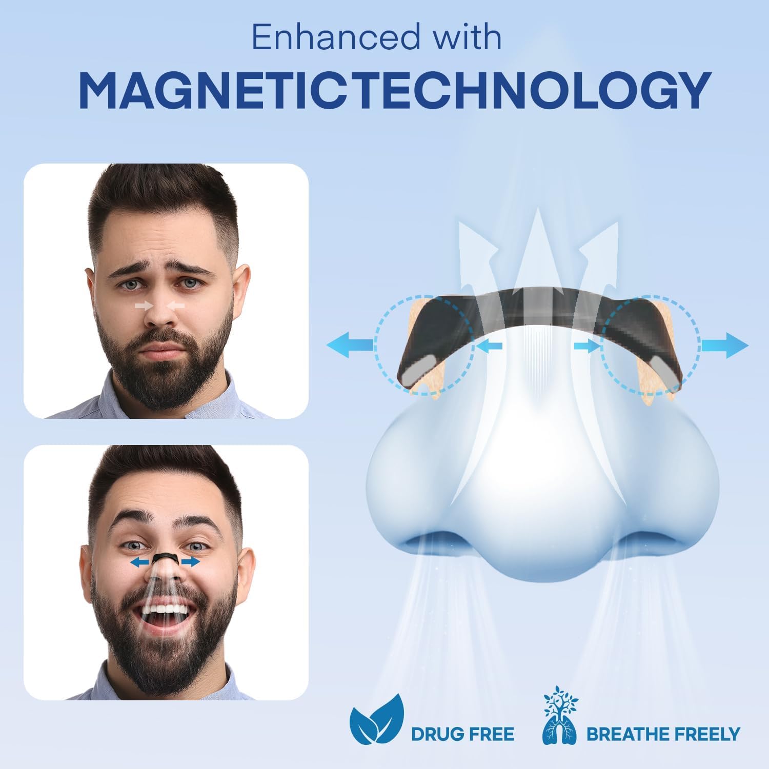 Magnetic Nasal Strips for Breathing and Anti-Snoring, Skin-Friendly Design for Men and Women (30 pairs) — view 3