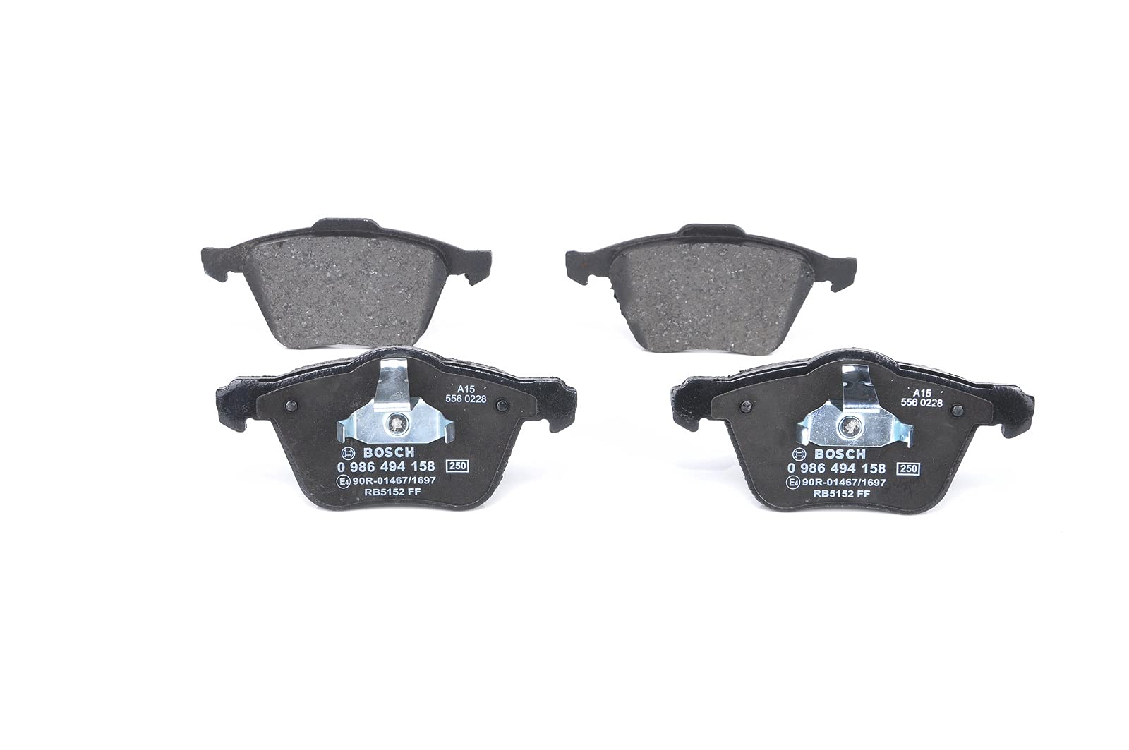 Bosch BP1069 - Pastiglie Freni Auto, Asse Anteriore - Qualità Bosch - Riduzione del Rumore e della Polvere - Certificazione ECE-R90 - Senza Rame - 1 Confezione da 4 Pastiglie