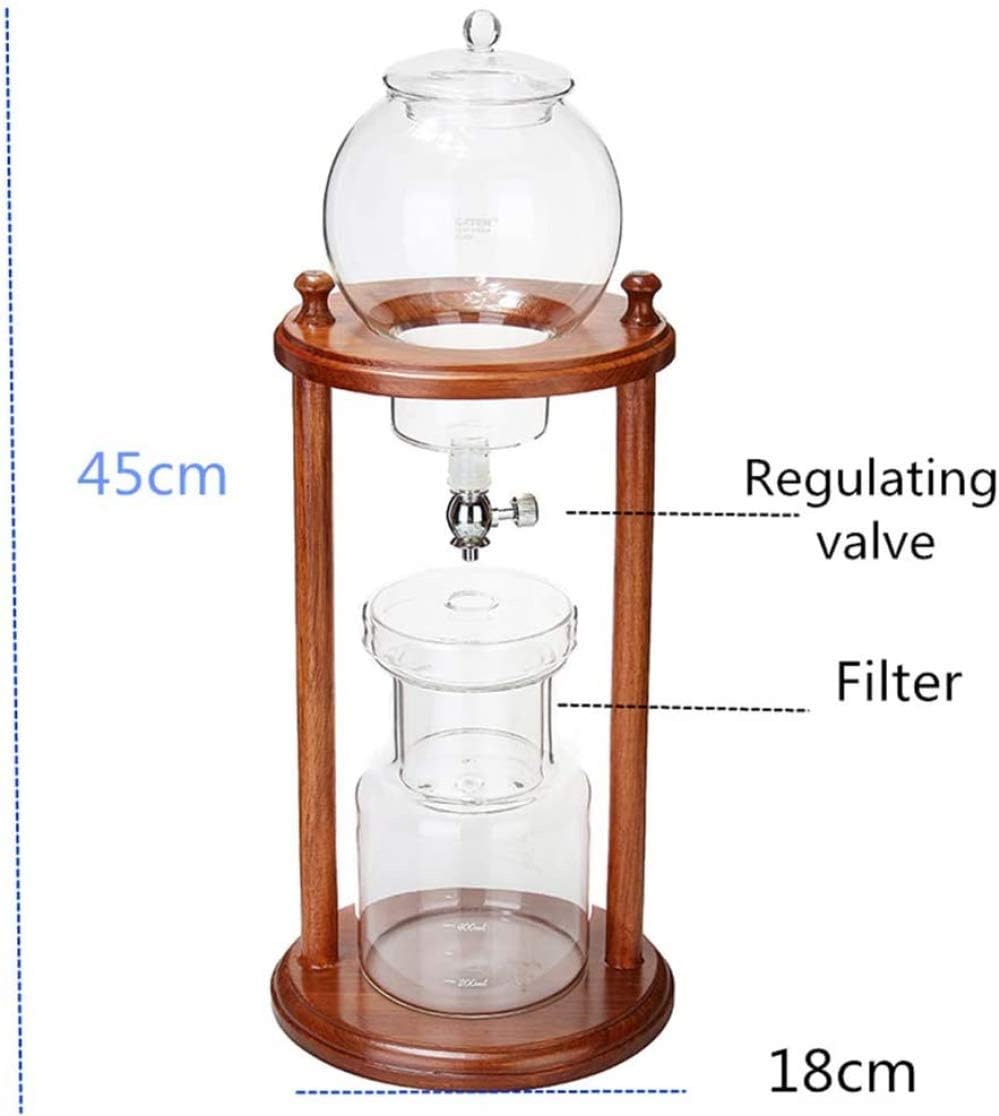 qiuqiu Iced Coffee Drip Coffee Maker, Manual Coffee Maker, 600Ml, Clear Glass, Copper, Traditional Style, Ideal for Iced Coffee