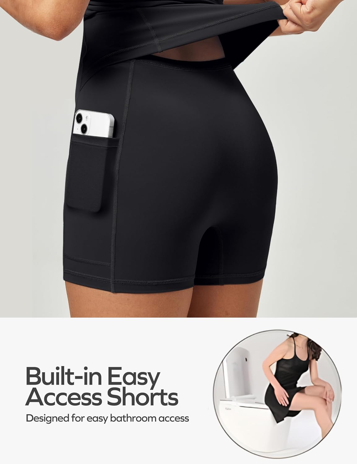 Ewedoos Athletic Tennis Dress for Women with Shorts Underneath Easy Peezy U Neck Adjustable Straps Active Workout Dress - Image 4