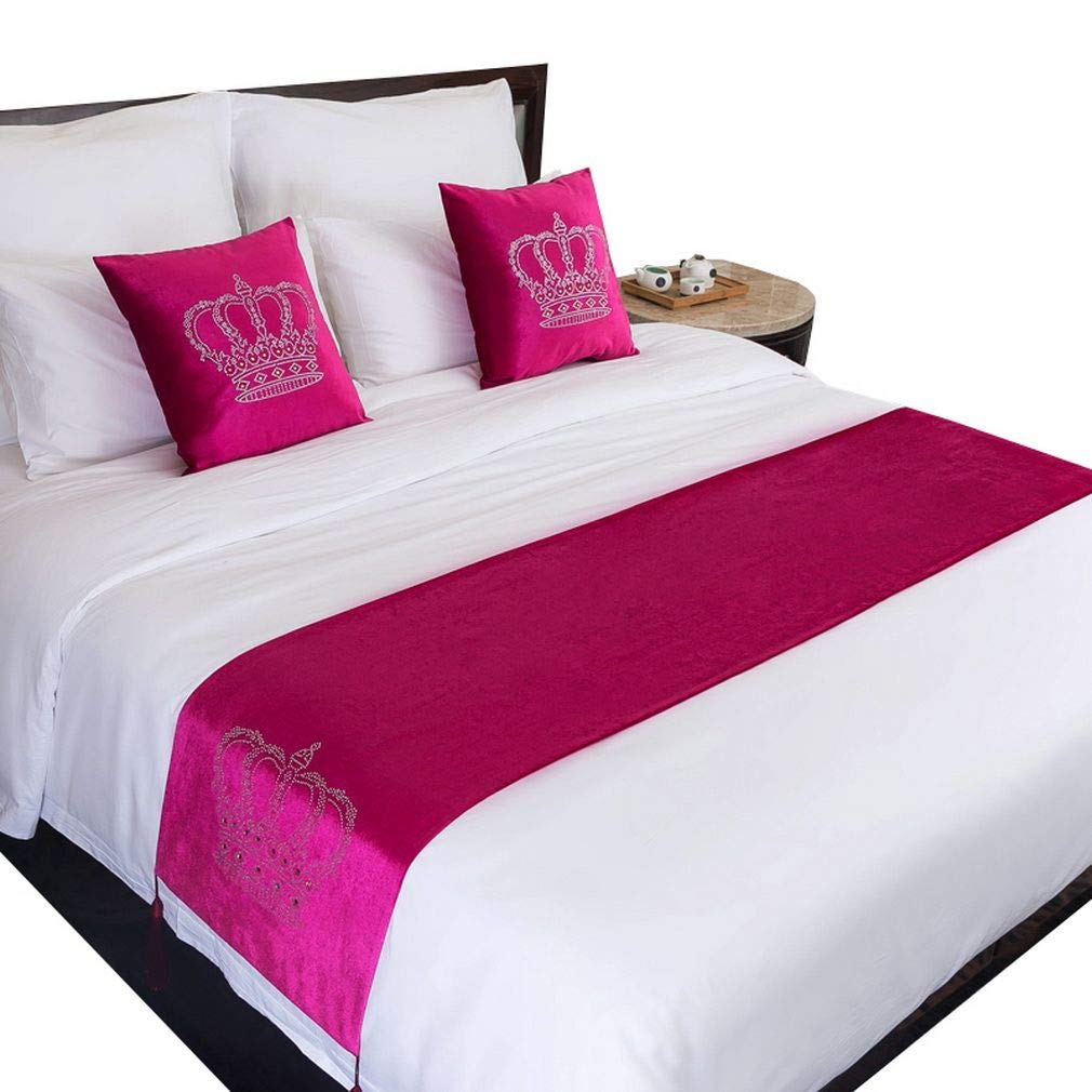 Camino de cama rosa de 45x210 cm ideal para vestir habitaciones de hotel y hogar