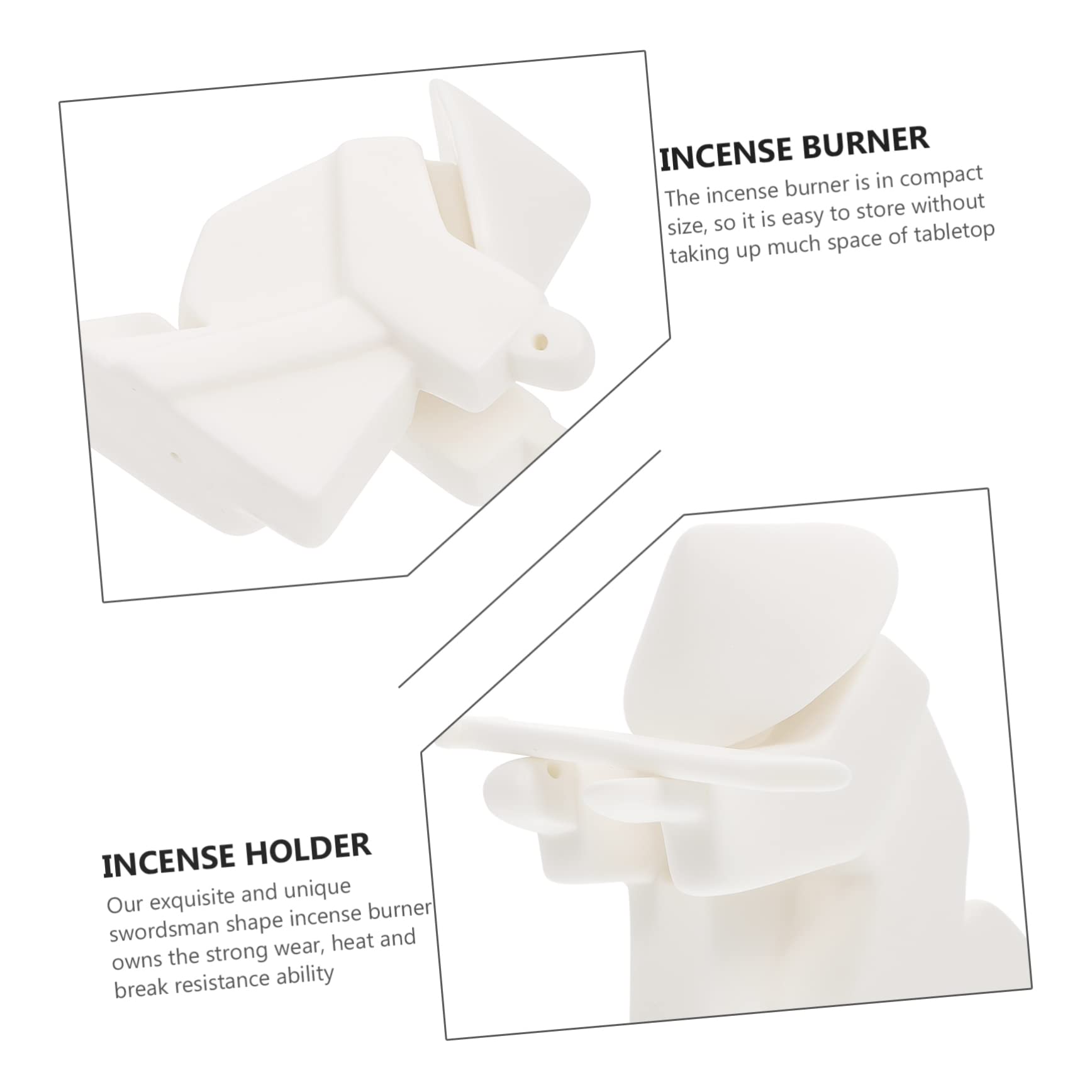 Soporte para Incienso Decorativo de Cerámica Blanco, 1 Juego