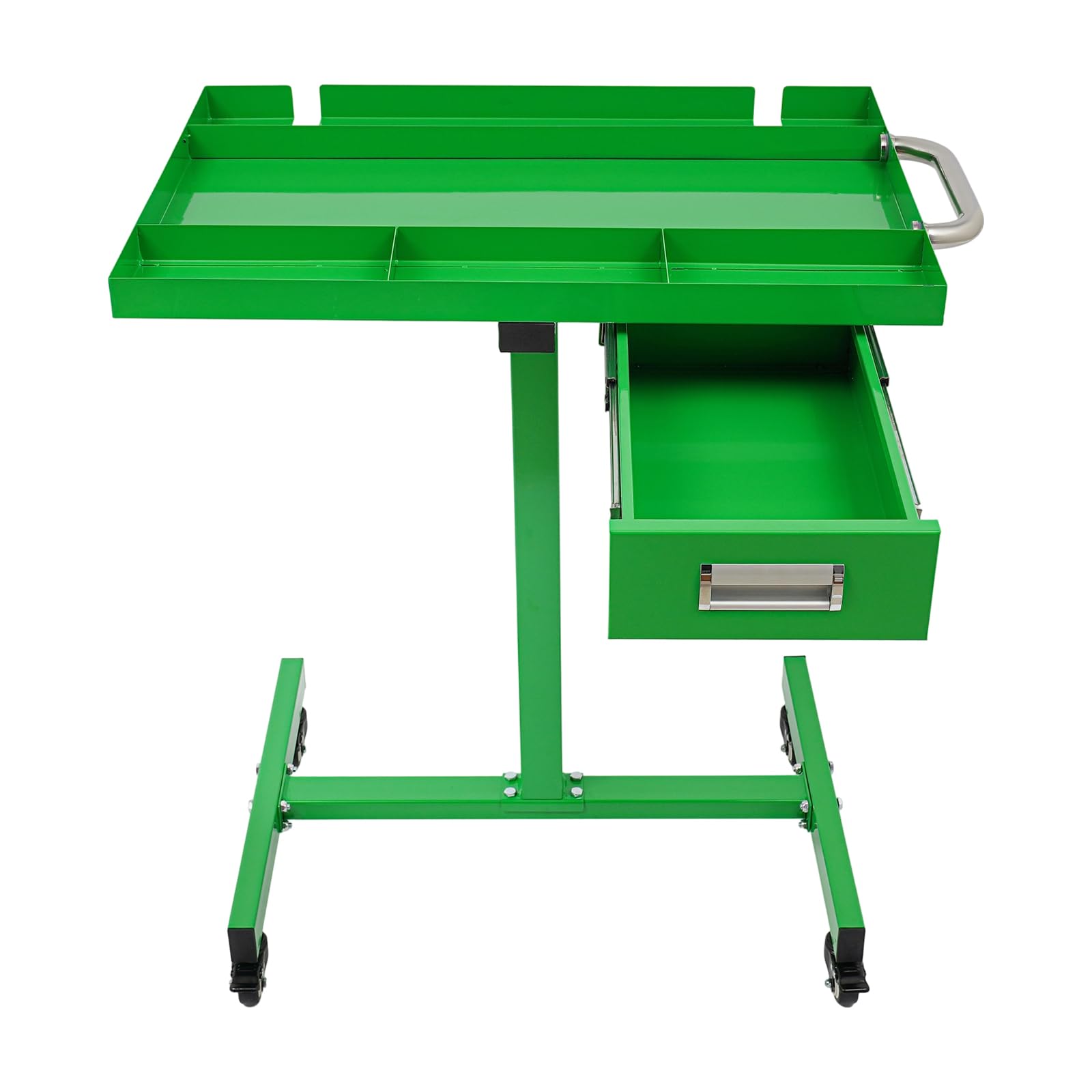 Carrello portautensili con cassetto e scomparti – Tavolo da lavoro mobile per garage e officina, portata 100 kg, 4 ruote freno, verde