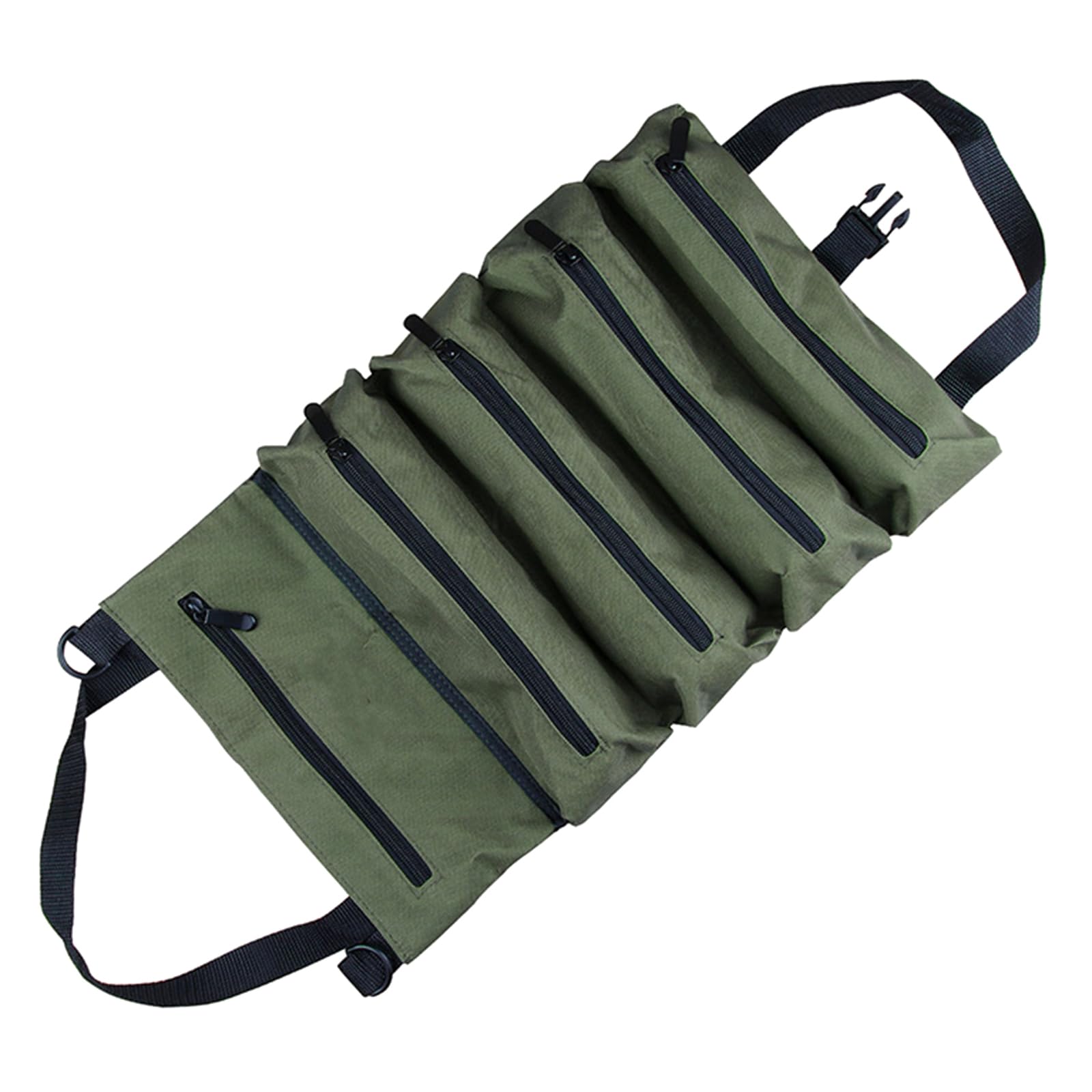 Henygen Green Tool Roll Organizer Multi Pocket Hanging Tool Roll Portable Organizer Carrier Bag For/Electrician Up Bag