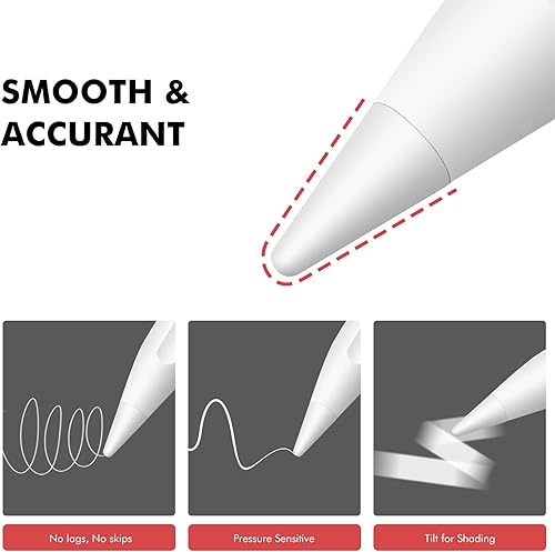 Miniatura 3 de MEKO Paquete de 4 puntas de repuesto para Apple Pencil de 1 generación y 2 generación, puntas para lápiz iPad Pro, color blanco