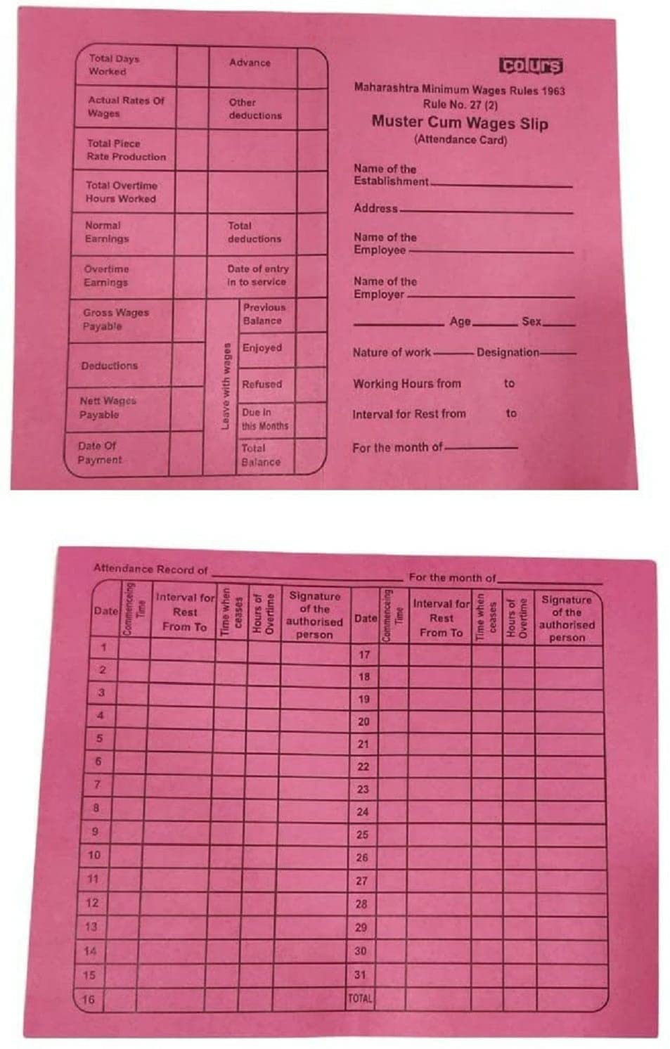 JSMSH Attendance Report for Daily Payroll Wages/Attendance Card for Monthly Attendance and Calculation of Wages/Mix Color Attendance Report (Large, Pack of 100) (B0BP7RK65V) Amazon Price History, Amazon Price Tracker
