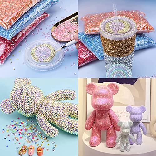 50000Pcs Rhinestones For Crafts, Nail Gems Rhinestones Flatback Round Ab Crystal Glass Diamond Fluorescent Rhinestone, Charms Stones Jelly Rhinestones For Nail Art Makeup Clothes Shoes Cup Diy Crafts #TOP2