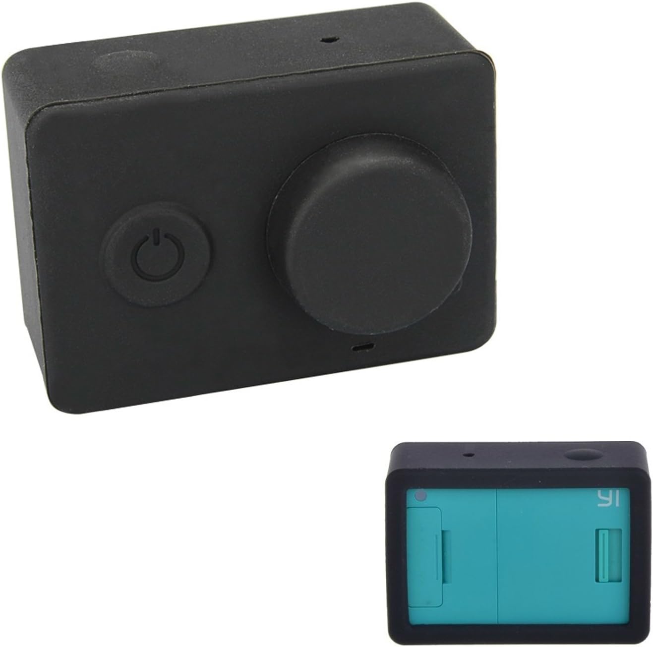 Alisable xiaomi Camera Silicone Case + Lens Cap Cover, xiaoyi Camera Soft Rubber Protective Housing Case Cover, xiaomi yi Action Camera Protector Skin for xiao mi xiaoyi Action Camera -black