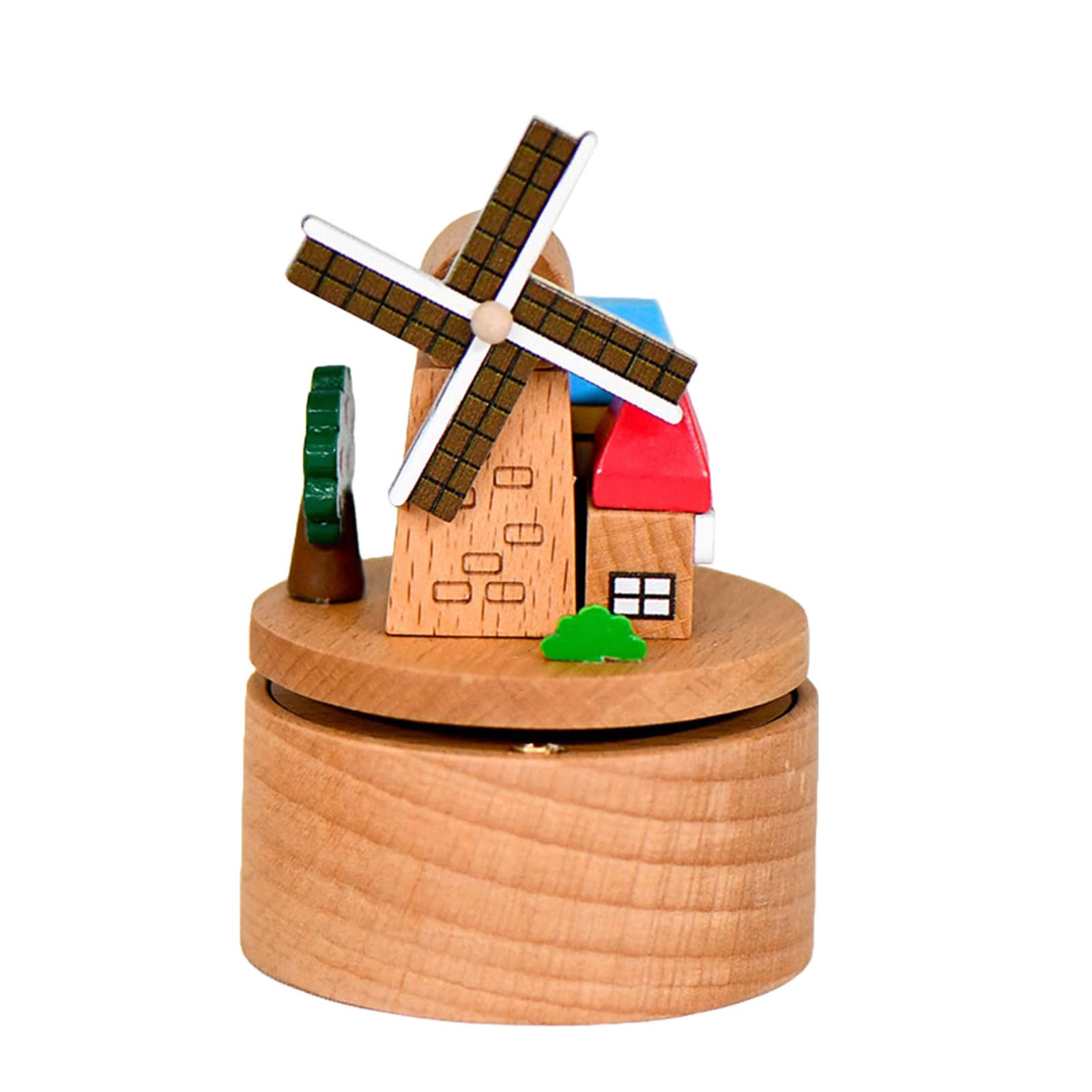 Carotoe Dutch Windmill Rotating Music Boxes Wooden Handcrafted Holiday Decoration Christmas Tree Santa Clauses Theme Gift With Melodies Miniature Musical Jewelry Boxes