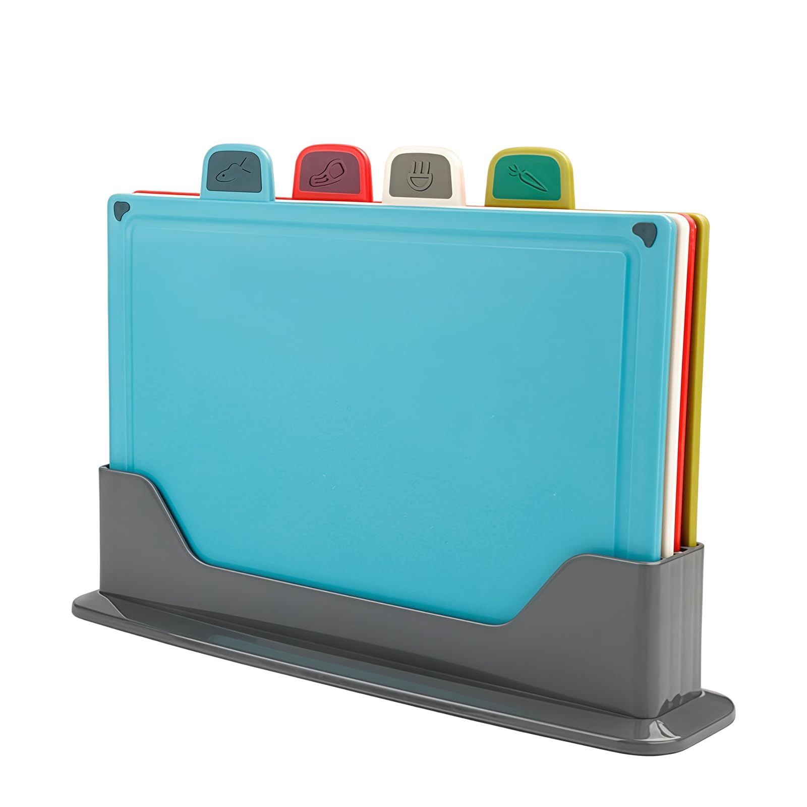 4PCS Colour Coded Chopping Boards Set, Chopping Boards with Stand