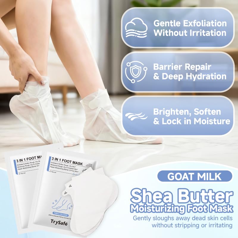 6Pairs PDRN & Collagen & Niacinamide Foot Mask | Foot Peeling and Dead Skin Removal*, Relief Dry and Cracked Feet Skin | Urea, Shea butter, Coconut oil, Salicylic Acid, Hyaluronic | K-Beauty Feet Care