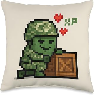 Pickle Camo Gamer Gaming Spawn Camping Waiting Retro Throw Pillow