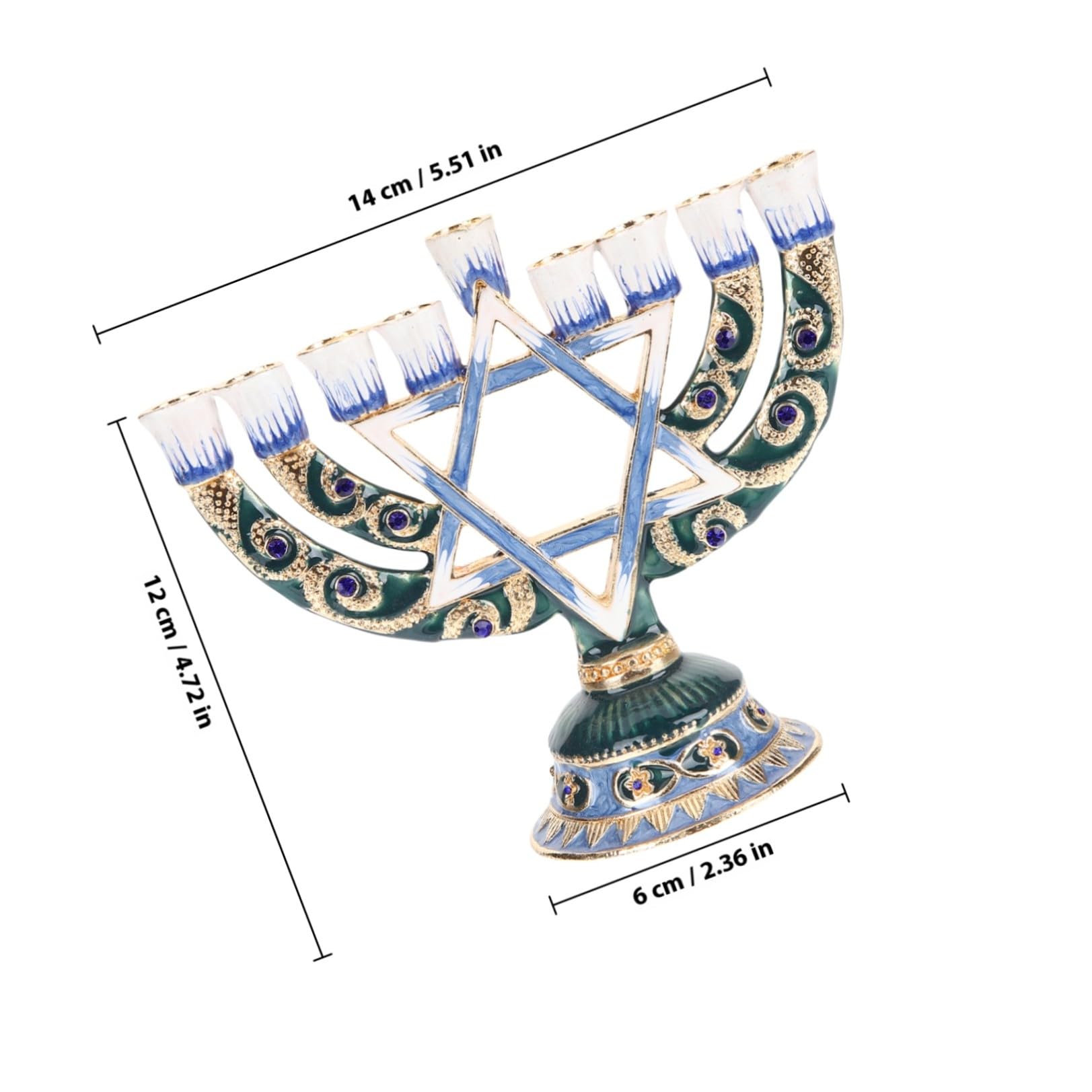 Luxshiny Candelabro Ebraico a 9 Bracci in Lega Retro Decorativo per Festa di Hanukkah Ornamento Stabile per Tavolo in Hotel e Casa
