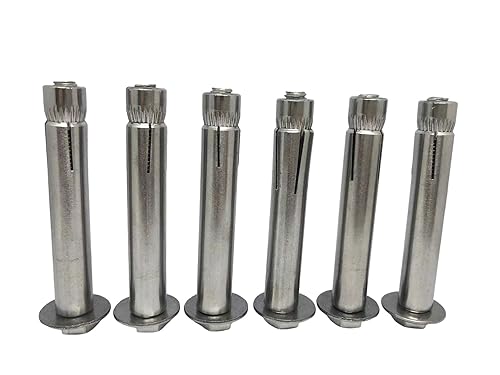 FOVOMA Perno de expansión hexagonal M6 x 2.362 in, pernos de acero inoxidable 304 para muebles externos, tornillos de expansión de ladrillo de