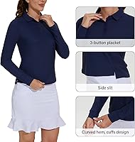Vista 3 de M MOTEEPI Camiseta de golf para mujer con 3 botones