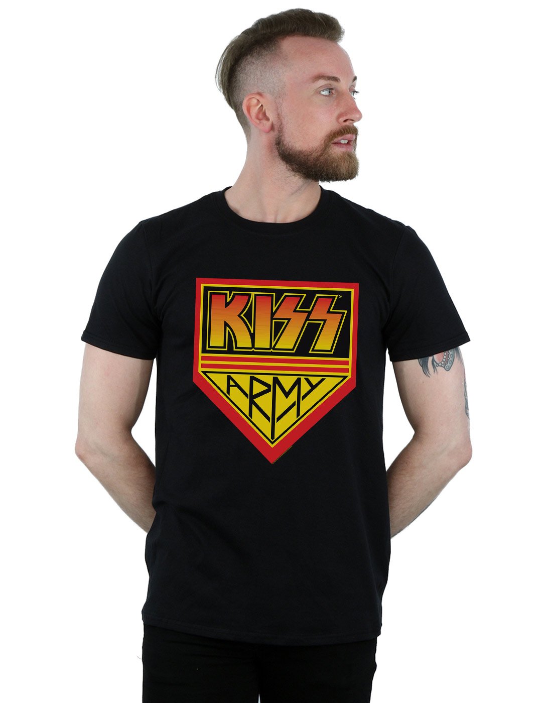Absolute Cult Men's Black Kiss Army Logo T-Shirt XX-Large