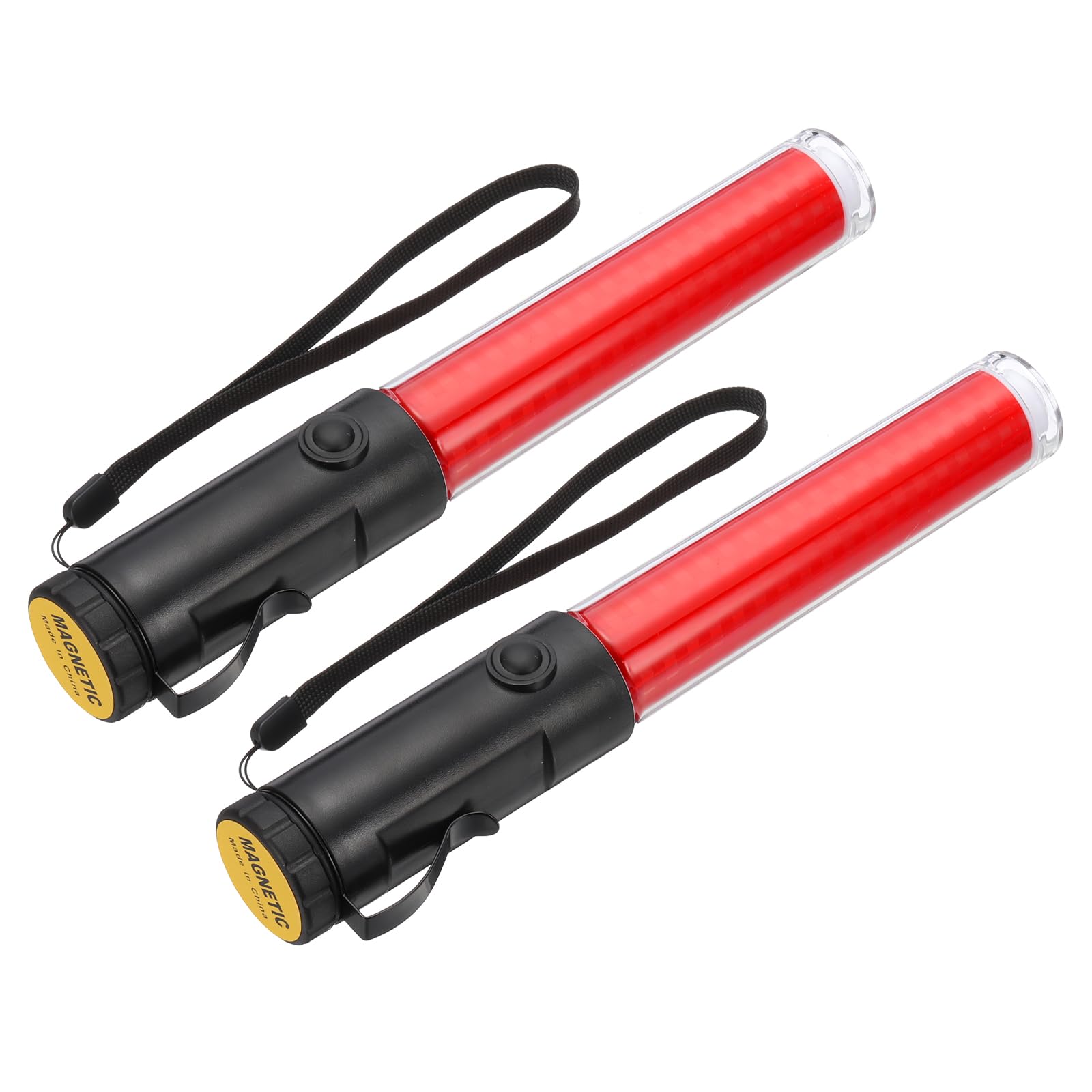 PATIKIL 2 Pacchi 11 Pollici Bacchetta Segnaletica Traffico, Bacchetta Controllo Traffico Aereo Torcia LED Con 3 Modalità Lampeggiante Clip Laterale Cinturino Polso Laccio, Rosso