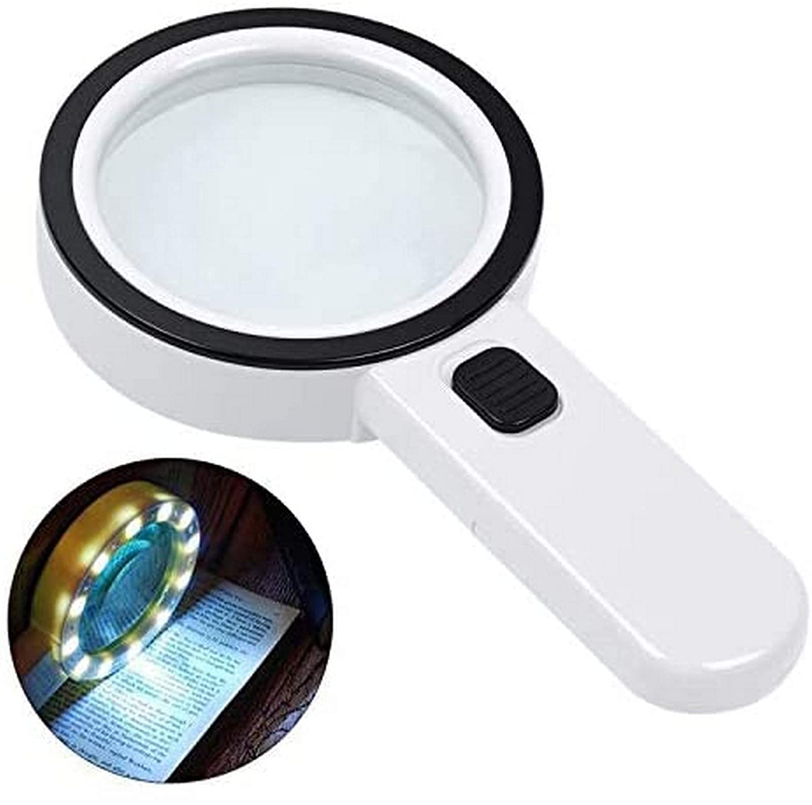 Lupa,Lupas para Pasatiempos, con luz, 30X de Mano Grandes 12 LED iluminados para Personas Mayores Leyendo, soldando, inspeccionando, Monedas, Joyas,