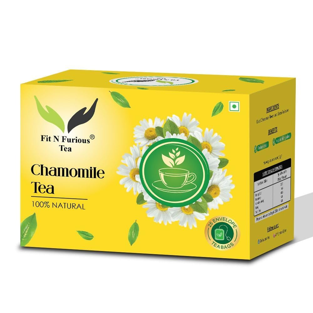 Chamomile Tea| 25 Teabags for Stress Relief & Good Sleep Herbal Infusion Tea Bags - Pack of 1