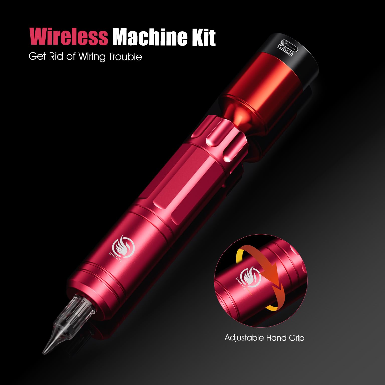 Drahtloser Pen Maschine Set mit 2 Stück 1500mAh Batterie 10 Stück Nadel 10 Tinten Komplette Zubehörteile für Anfänger