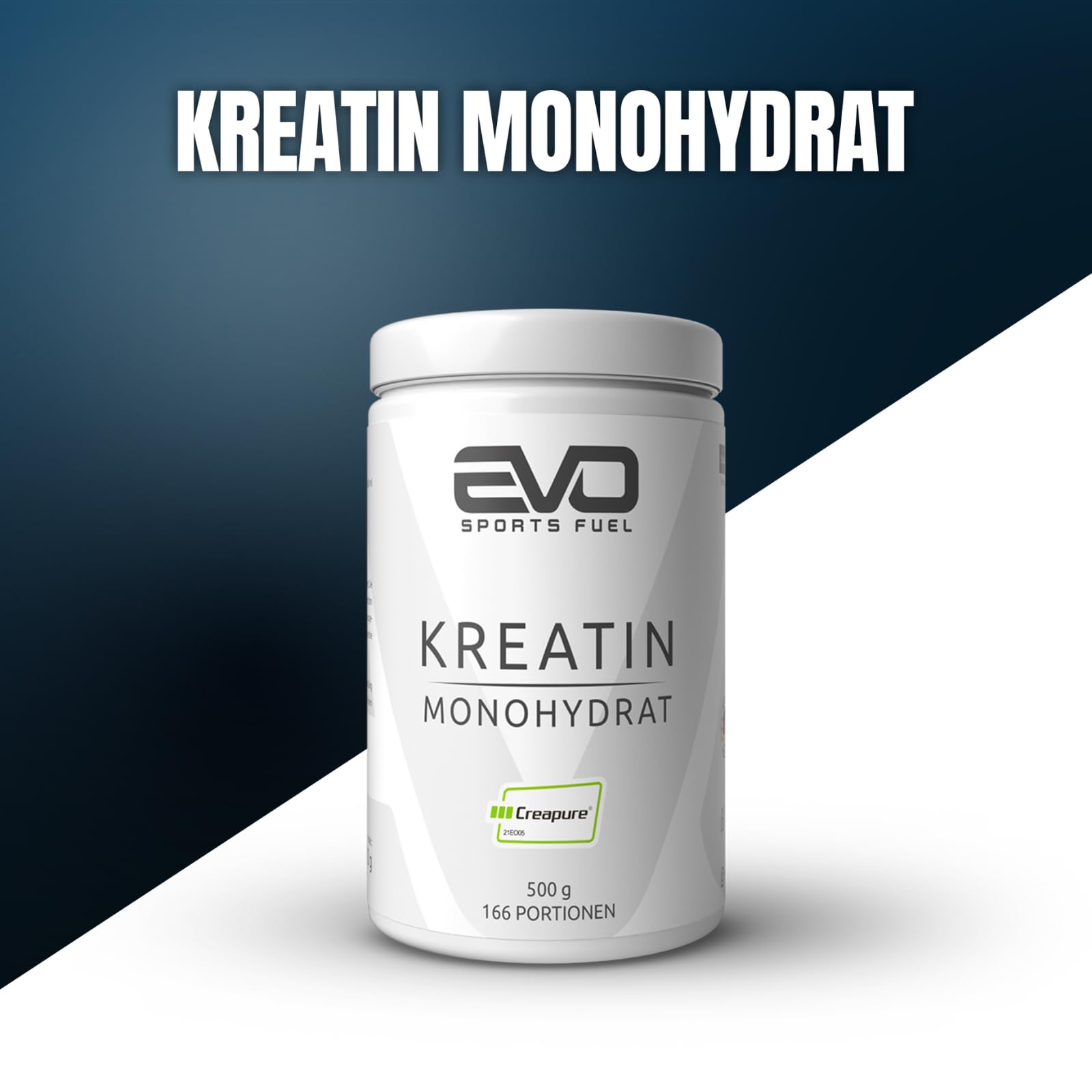 EVO SPORTS FUEL Kreatin Monohydrat Creapure Pulver 500g | 100% vegan & reines Creatine Monohydrate Powder | mikrofein und perfekt löslich | geprüfte Qualität | Made in Germany