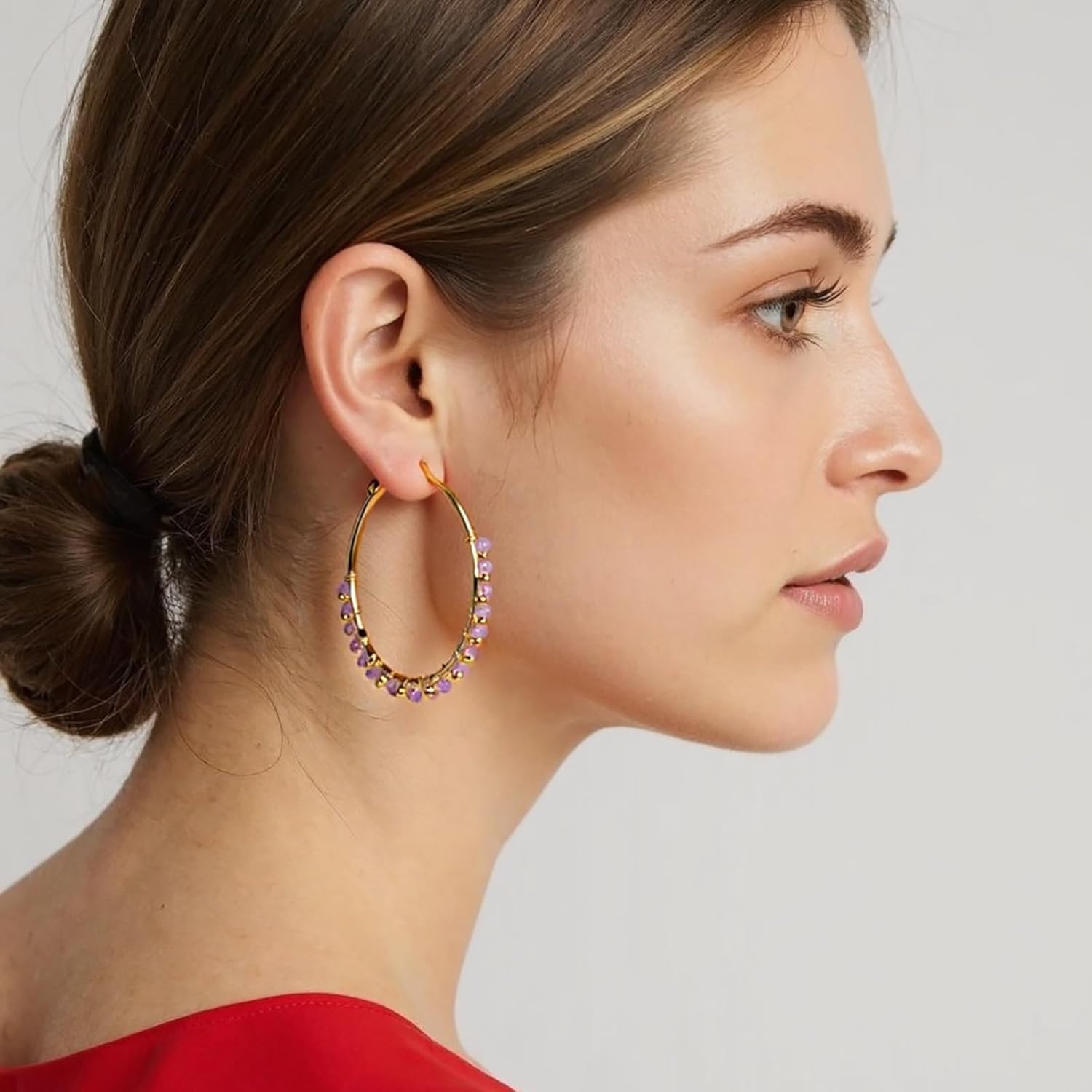 Montana West Wrangler 18k Gold Plated Hoop Earrings for Women Chunky Gold Earrings Big Hoop Earrings Jewelry