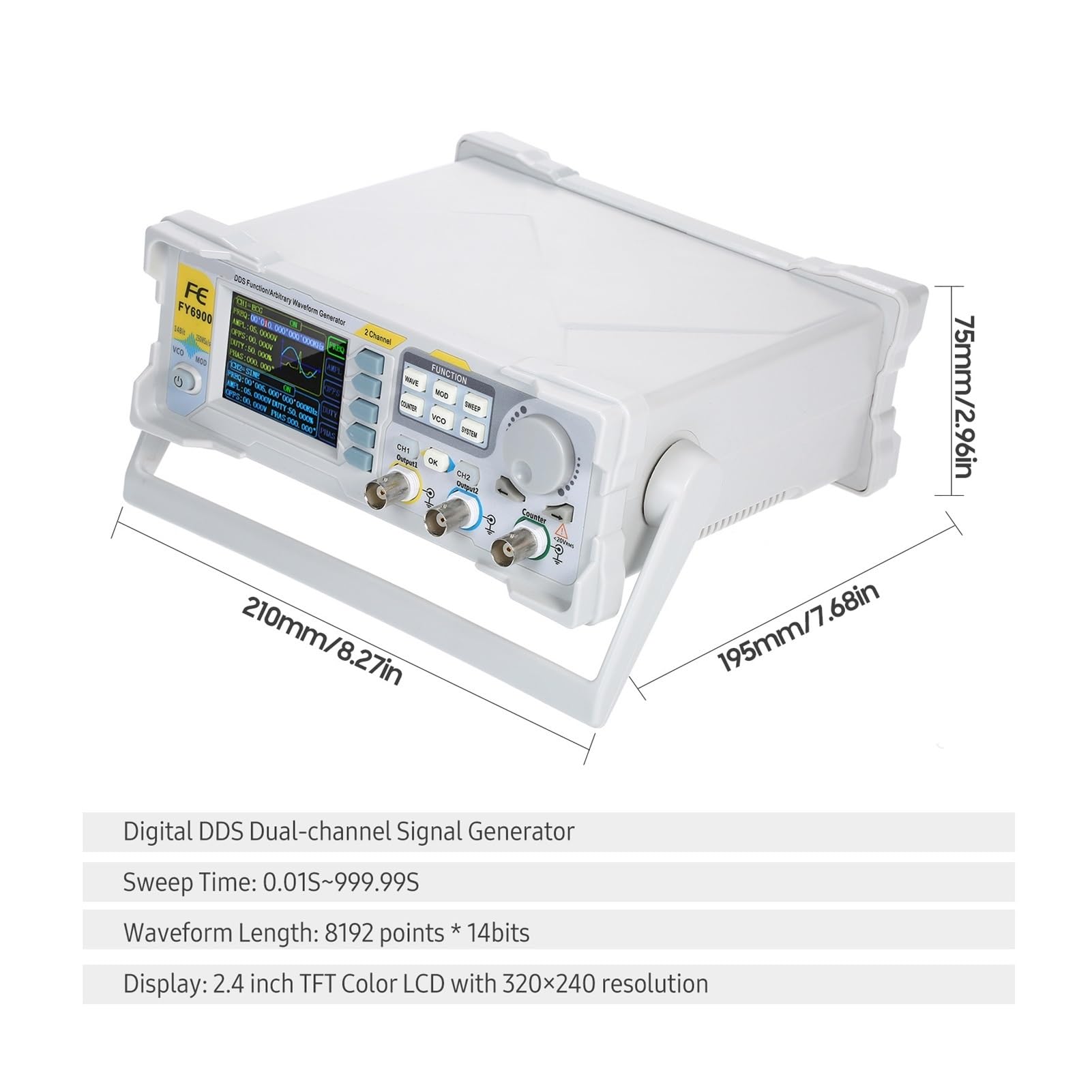 Generador de señales función 60 MHz, DDS digital, generador doble canal/forma onda arbitraria, fuente señal pulso(20MHz)