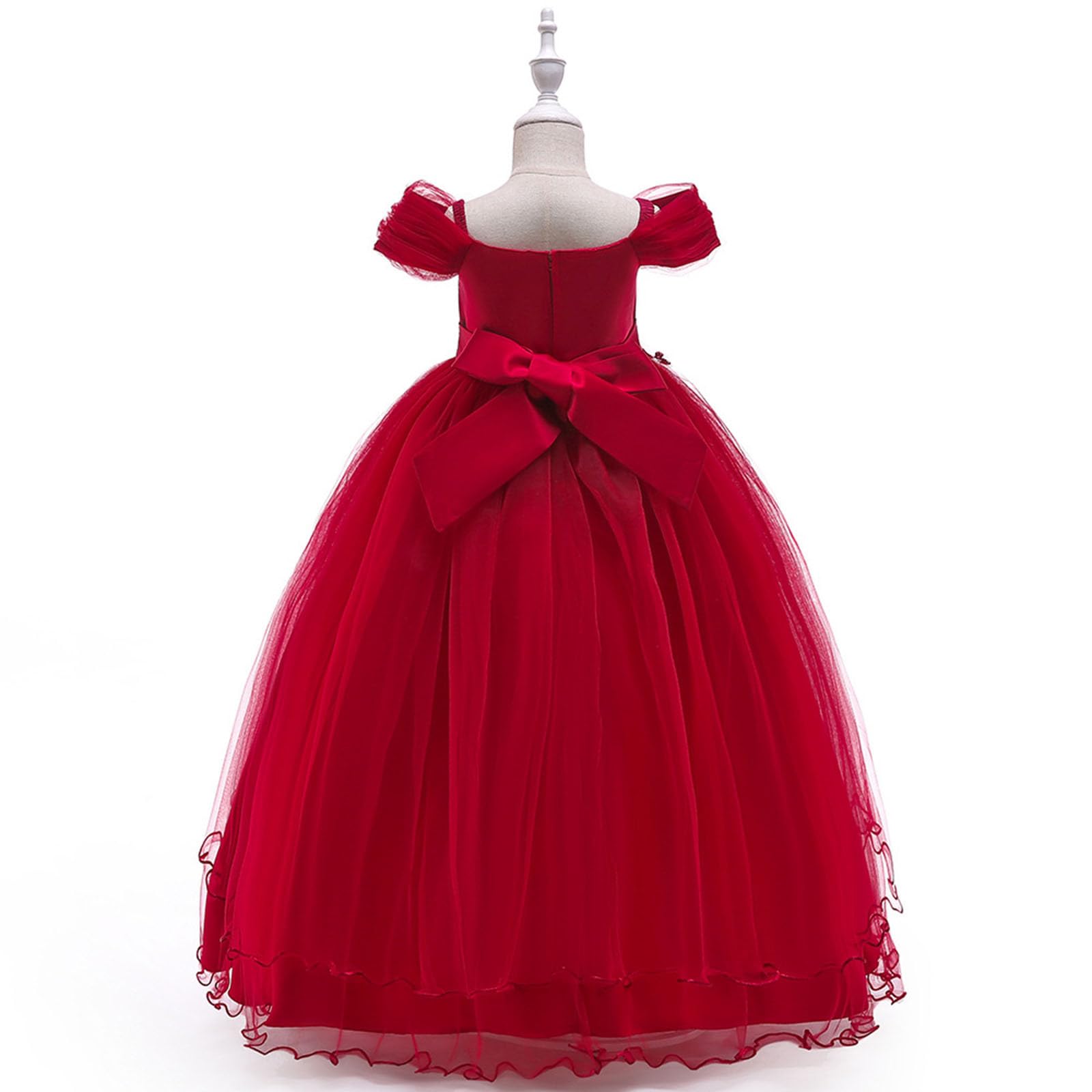 WWricotta Vestido para niños, Vestido de Princesa, línea de Hombro, Vestido de actuación para niña, Vestido Largo con pomo, de Punto piqué, Suave y Transpirable, Ideal para Juegos al Aire Libre