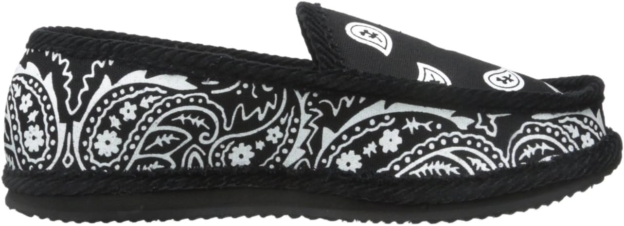 Troooper America KS-002 Bandanna Paisley Slip-On House Shoe Slippers (9, BLACK/WHITE)