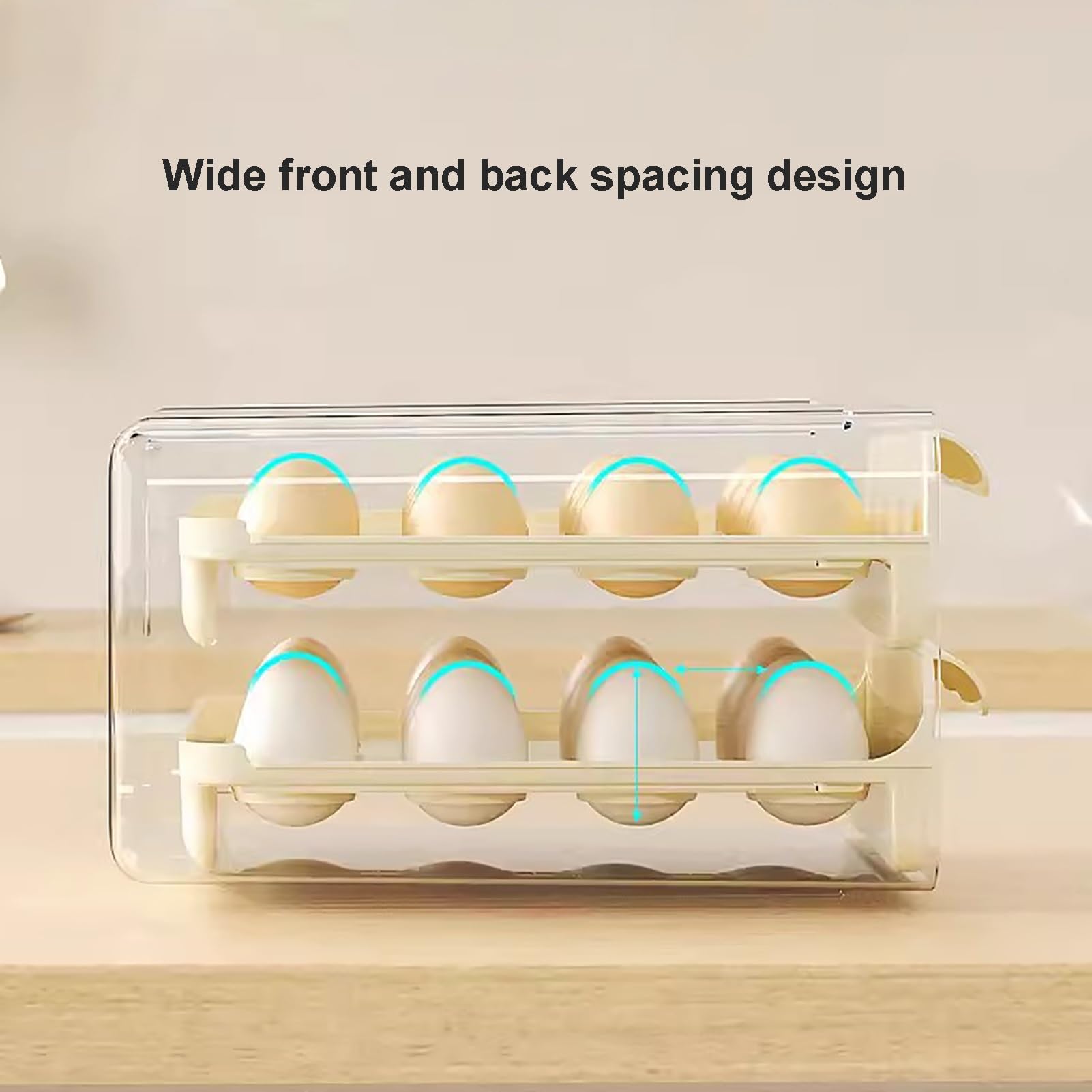 Contenedor for guardar huevos con cajones, capacidad for 32/64 huevos, organizador apilable for huevos, dispensador de huevos(Green,23.5x21.5x26.5cm)
