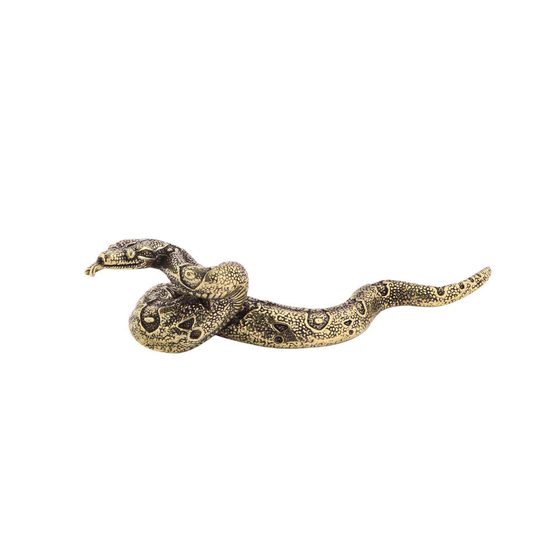 NGDFGR Brass Flower Python Miniature Statue,Metal Animal Zodiac Snake Sculpture Desktop Ornament Home Bonsai Micro Landscape Decr Accessories