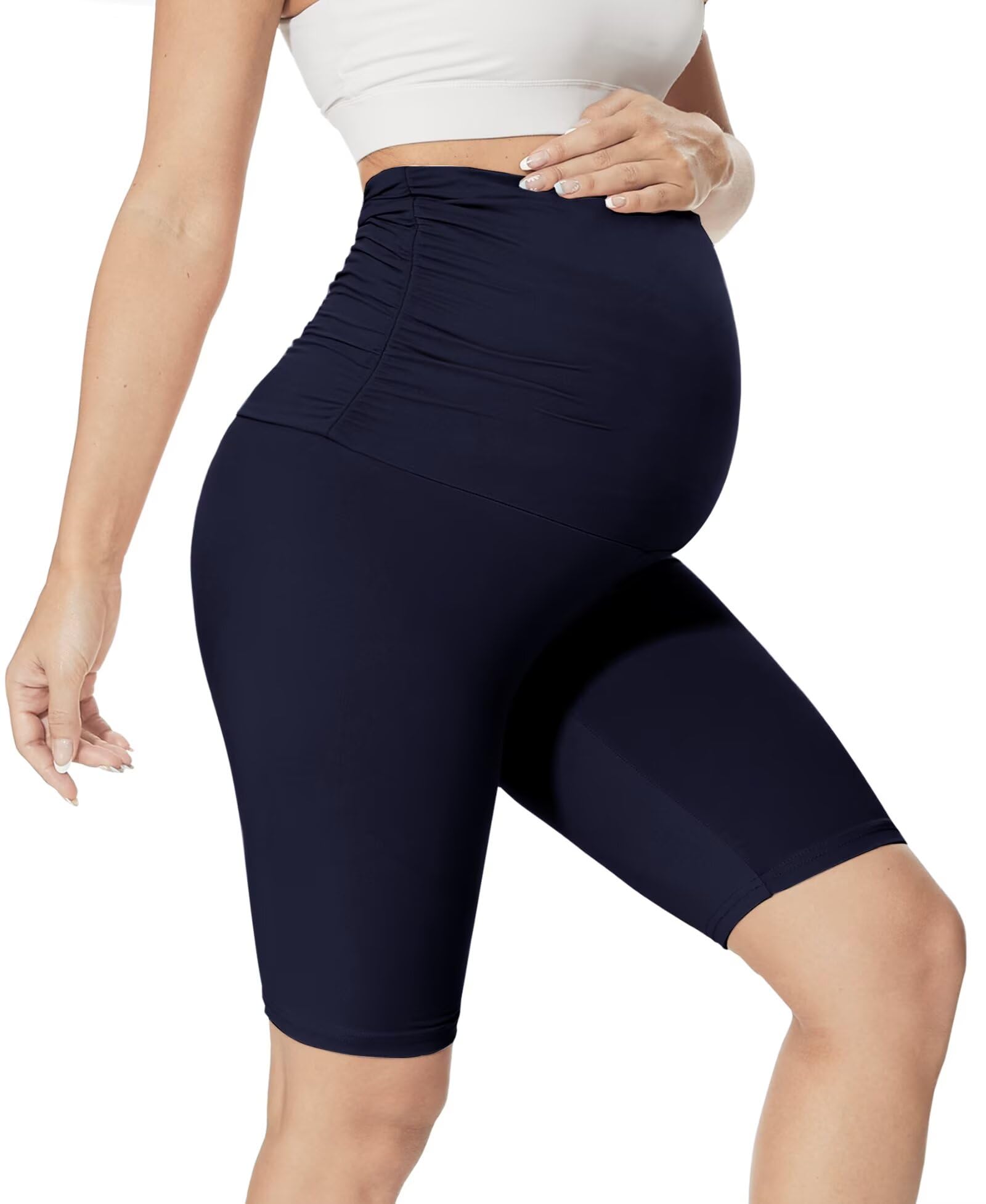 QGGQDD Maternity Biker Shorts Over Belly High Waisted for Pregnancy Yoga Workouts — view 15