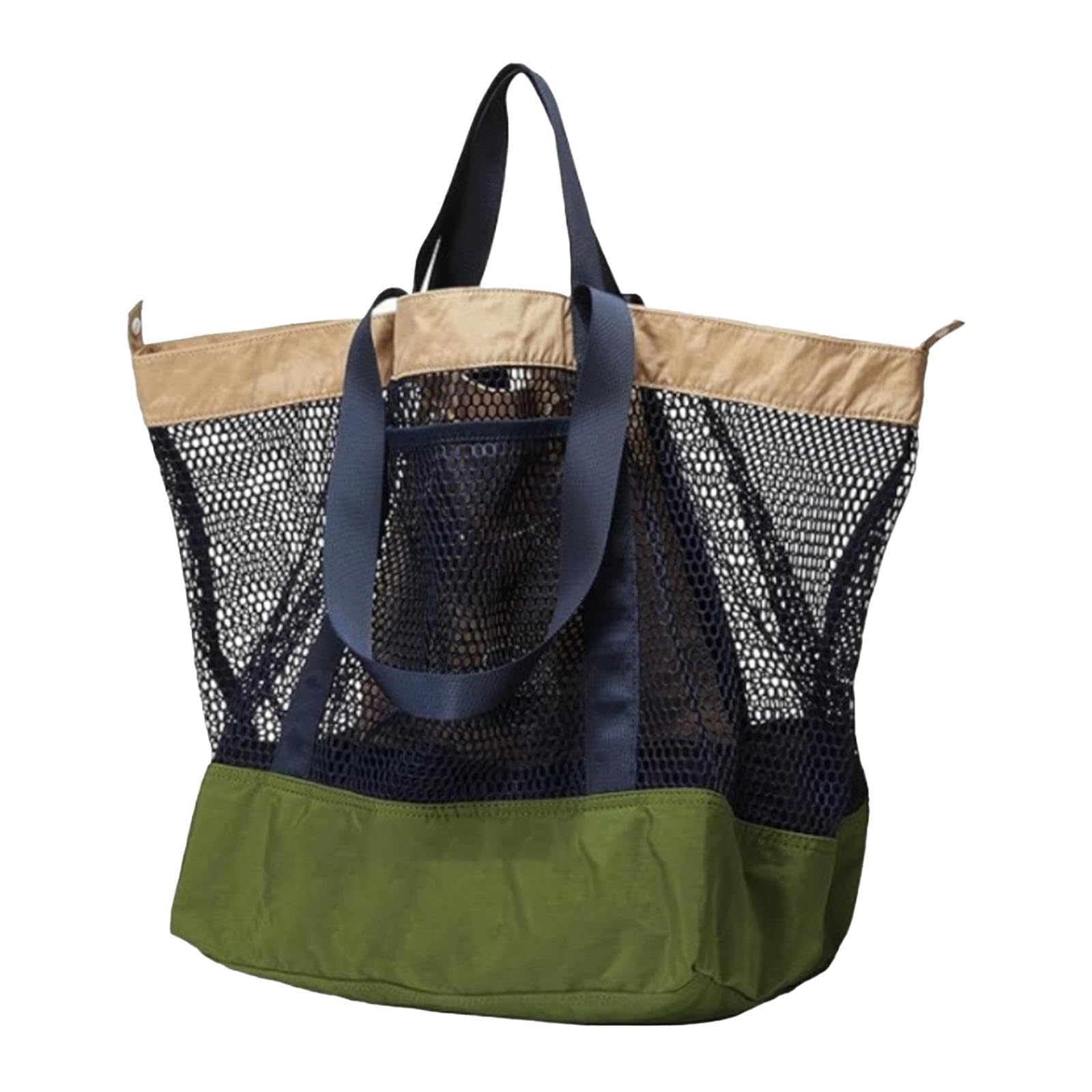 Mesh Beach Bag Casual for Women Shoulder Bag for Vacation Essentials Outdoor Green-image-9