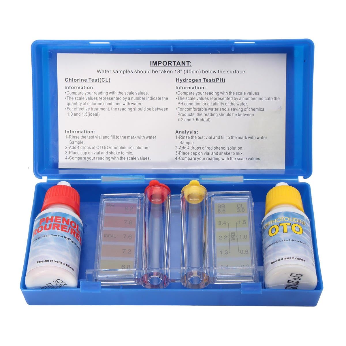Swimming Pool Dual Test Kit PH & Chlorine 20 Ml Each/Chlroine Test Kit/pH Test Kit