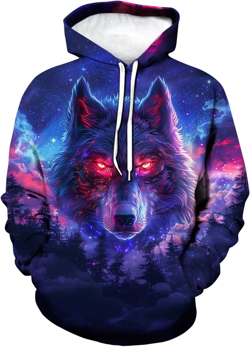 Novelty Wolf Hoodie Funny Animal Graphic Sweatshirts