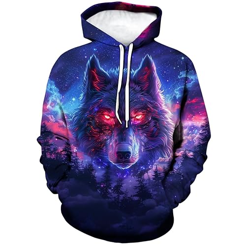 Novelty Wolf Hoodie Funny Animal Graphic Sweatshirts