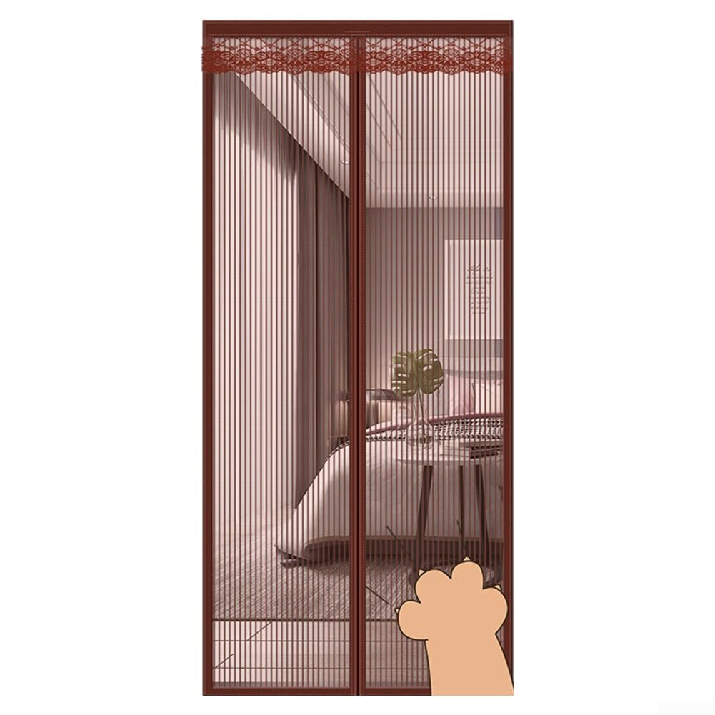 Rideau magnétique coupe-vent pour stopper le froid de la porte d'entrée marron