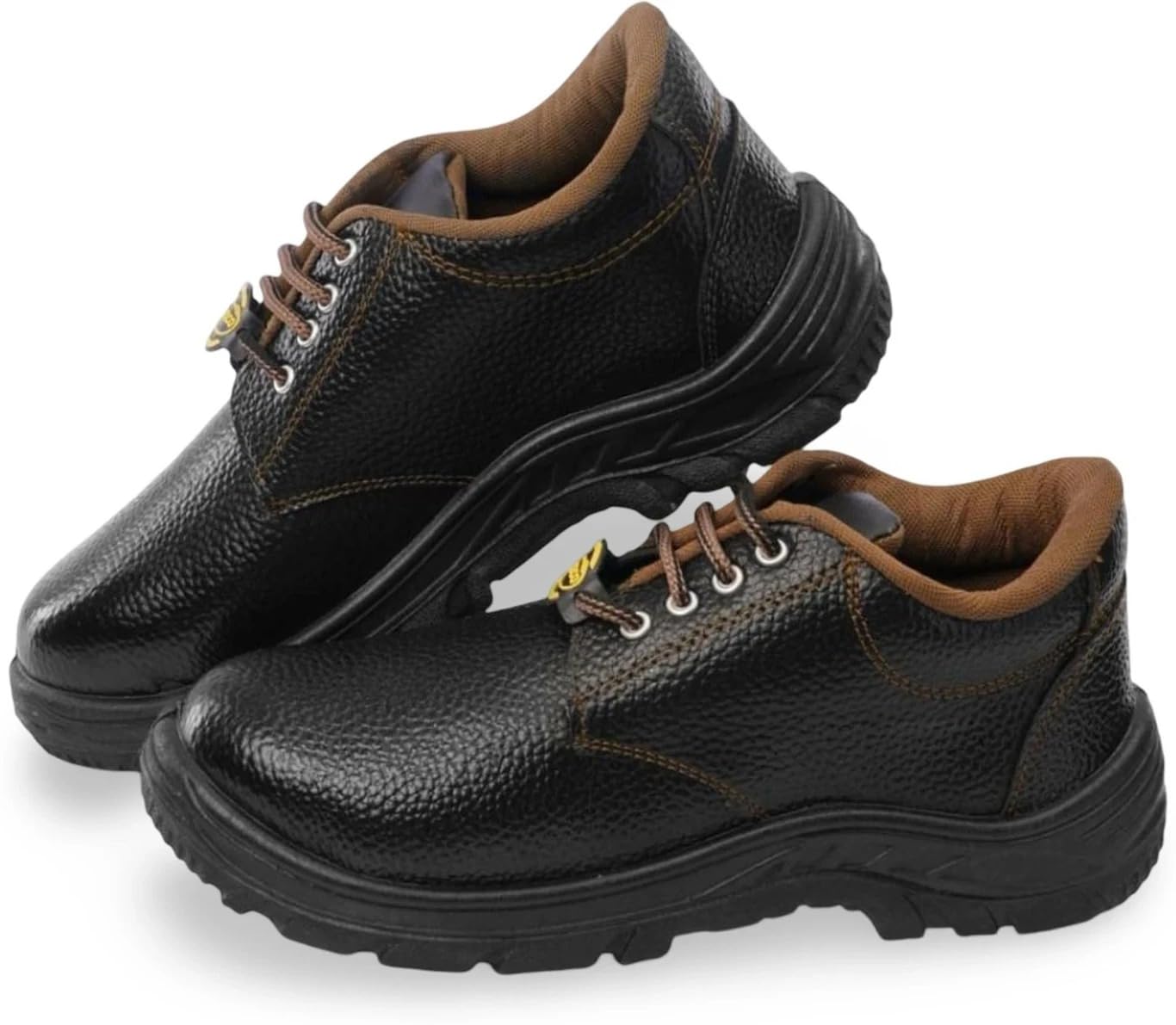 Men's Black Leather Safety Shoes with Lace-Up Closure-image-31