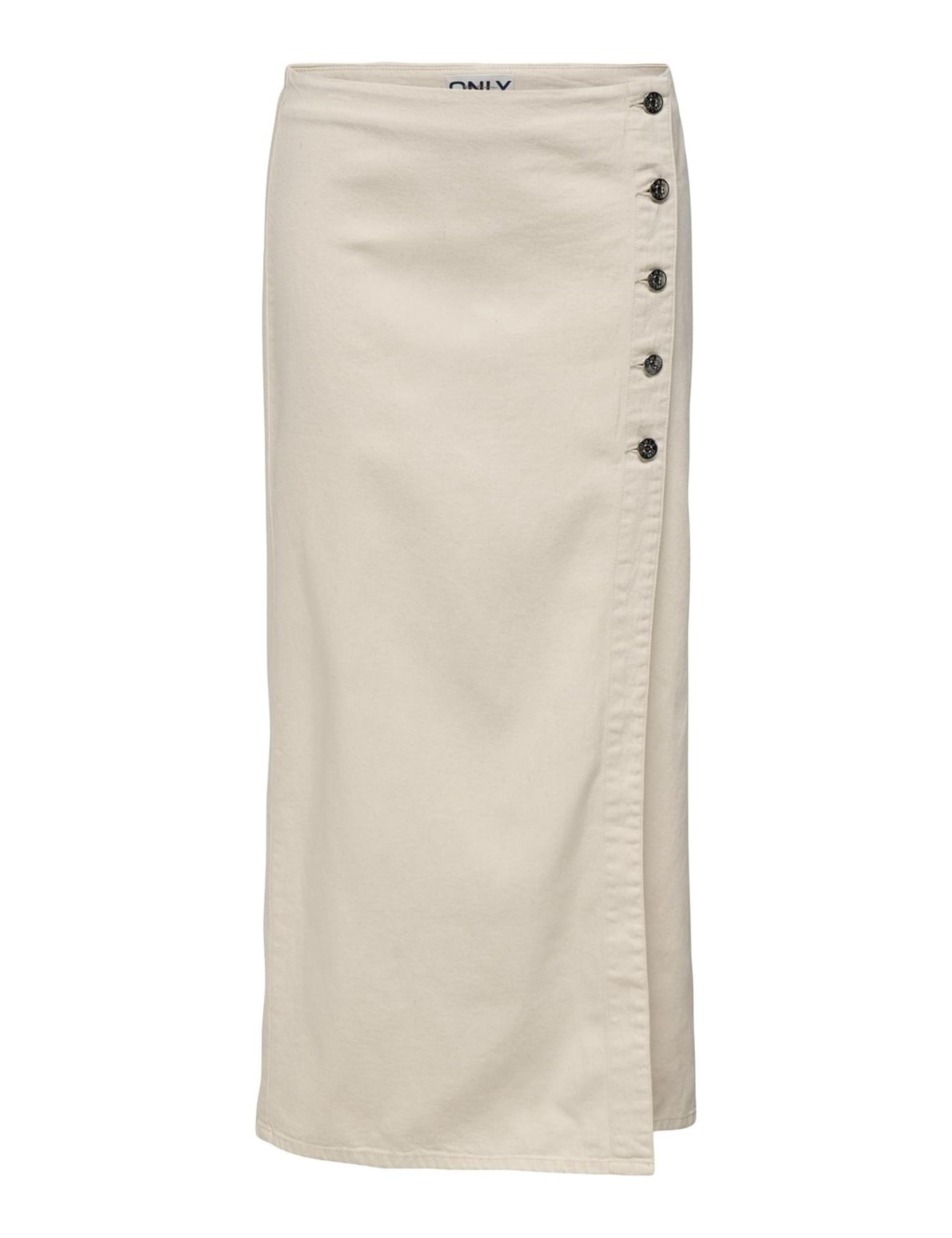 ONLY Women's Onlsilla Hw Long Slit Skirt PNT, Ecru, S