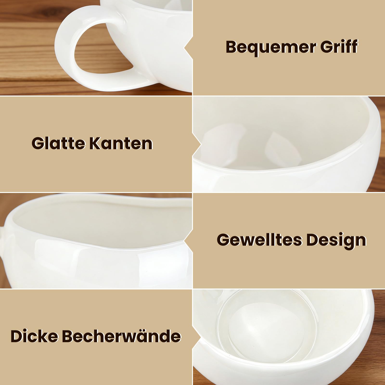 Filiżanki do cappuccino, filiżanki do kawy 200 ml, ze spodkami, serwis do kawy 6 osób, zestaw filiżanek do cappuccino, filiżanki do kawy dla miłośników kawy, cappuccino, latte, Americano i herbaty