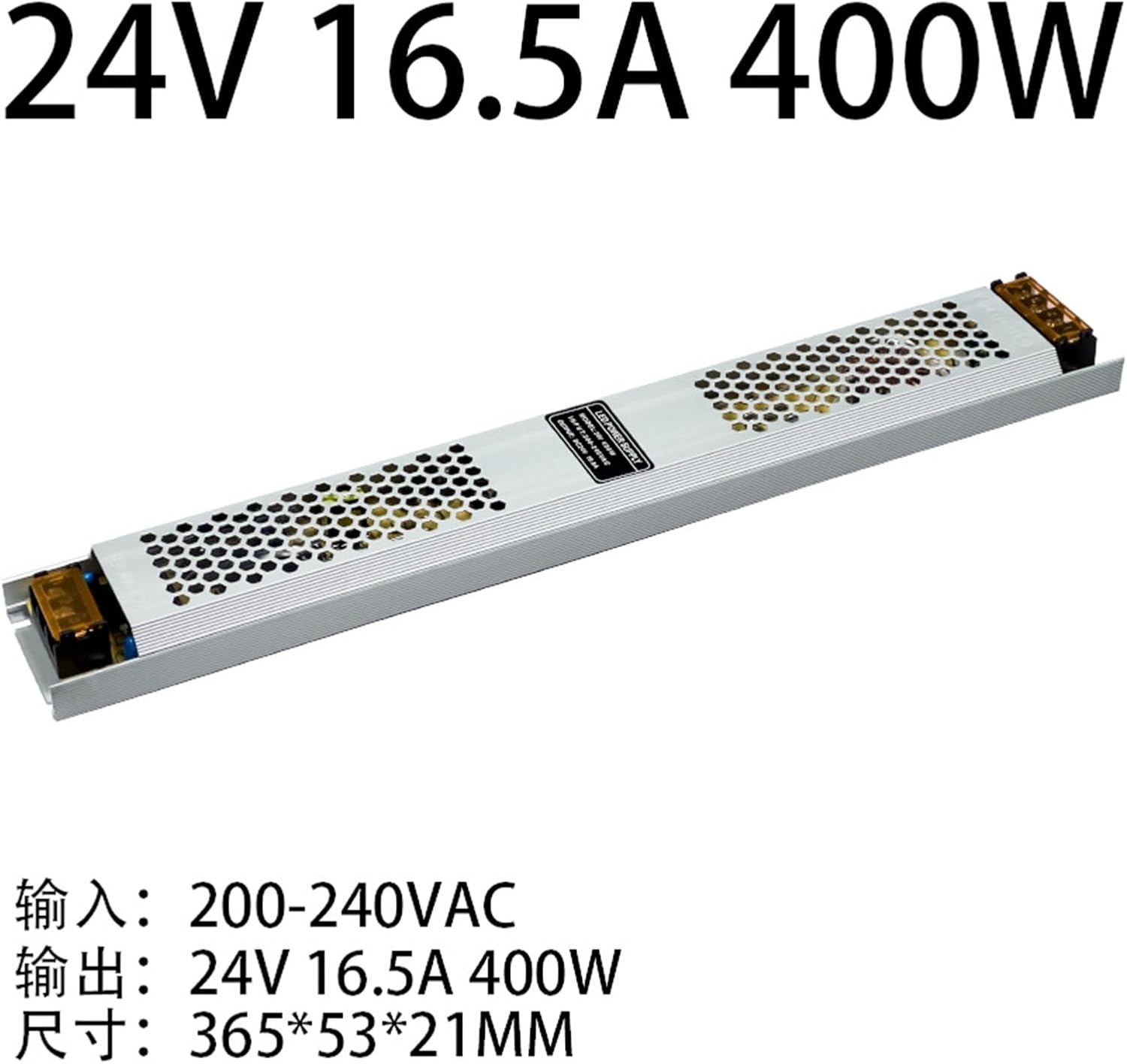 LED Light Box Ultra-Thin Strip Power Supply 24V Low Voltage 12V Linear Light Strip Transformer 220 to DC Switching Power Supply(24V 16.5A 400W Ultra Thin Model)
