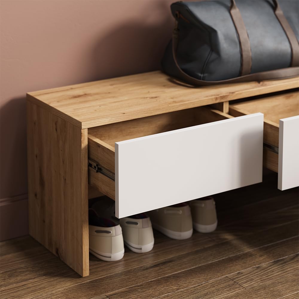 Vicco Armadio da ingresso Selena, Bianco/Artisan, 90 x 40 cm 4 parti, per montaggio a parete per un'organizzazione salvaspazio nell'ingresso