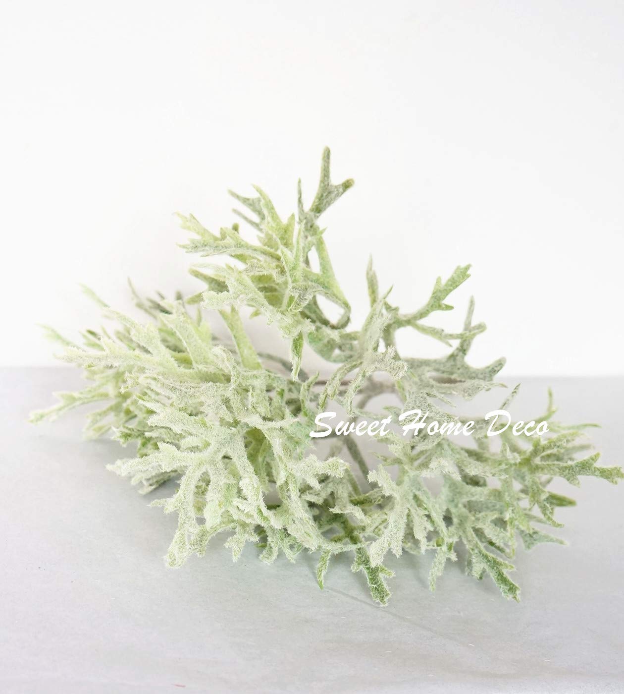 Sweet Home Deco Artificial Leaf Bush Small Size Bush DIY Craft Greenery Set of 2 (Dusty Staghorn)